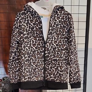 Leopard Print Kids Girls Zip Up Jacket